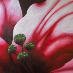 Flor pintada con acrílico sobre tela por Marinelda Toapanta